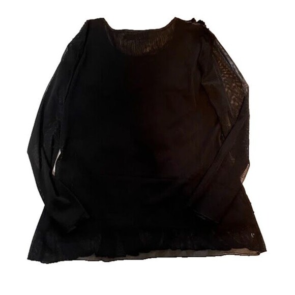 Vintage Blouse M Black Silk Blend Beaded Embellished Holiday Evening Party Top - Picture 7 of 10